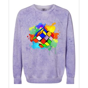 Cool Rubik Rubix Rubics Player Cube Watercolor Lovers Colorblast Crewneck Sweatshirt