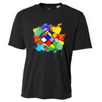 Cool Rubik Rubix Rubics Player Cube Watercolor Lovers Cooling Performance Crew T-Shirt