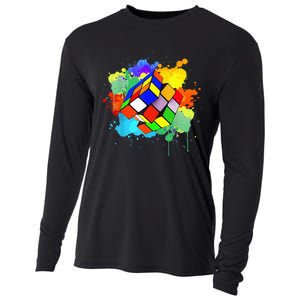 Cool Rubik Rubix Rubics Player Cube Watercolor Lovers Cooling Performance Long Sleeve Crew