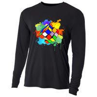 Cool Rubik Rubix Rubics Player Cube Watercolor Lovers Cooling Performance Long Sleeve Crew