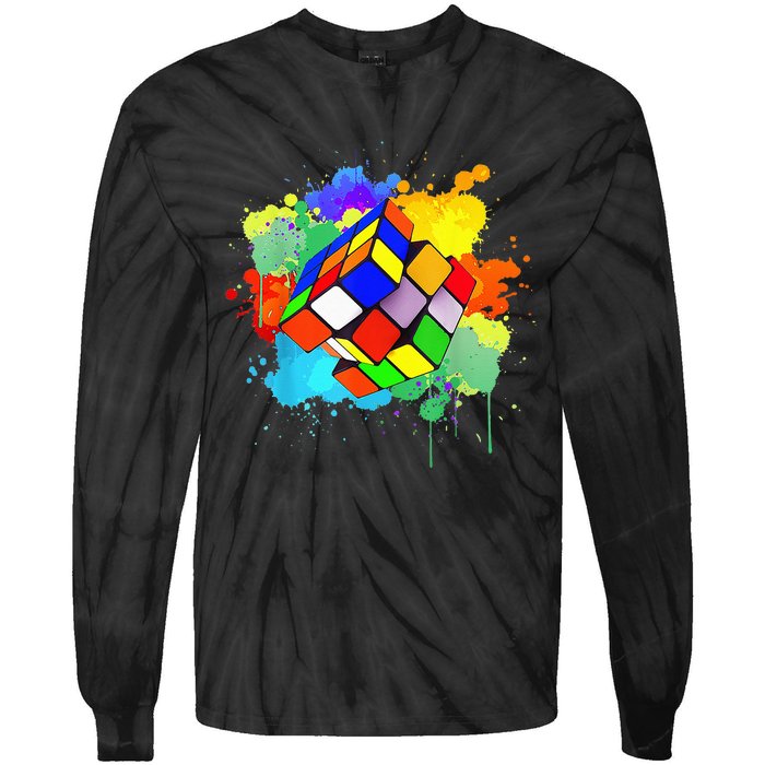 Cool Rubik Rubix Rubics Player Cube Watercolor Lovers Tie-Dye Long Sleeve Shirt