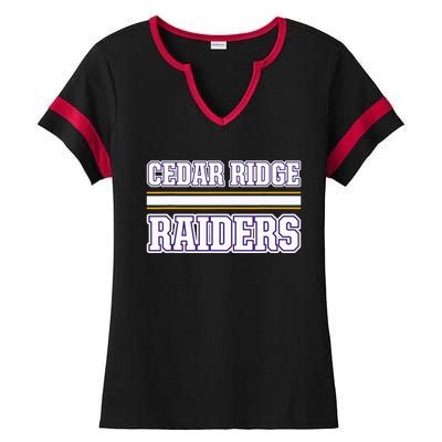 Cedar Ridge Raiders Horizontal Stripes Ladies Halftime Notch Neck Tee