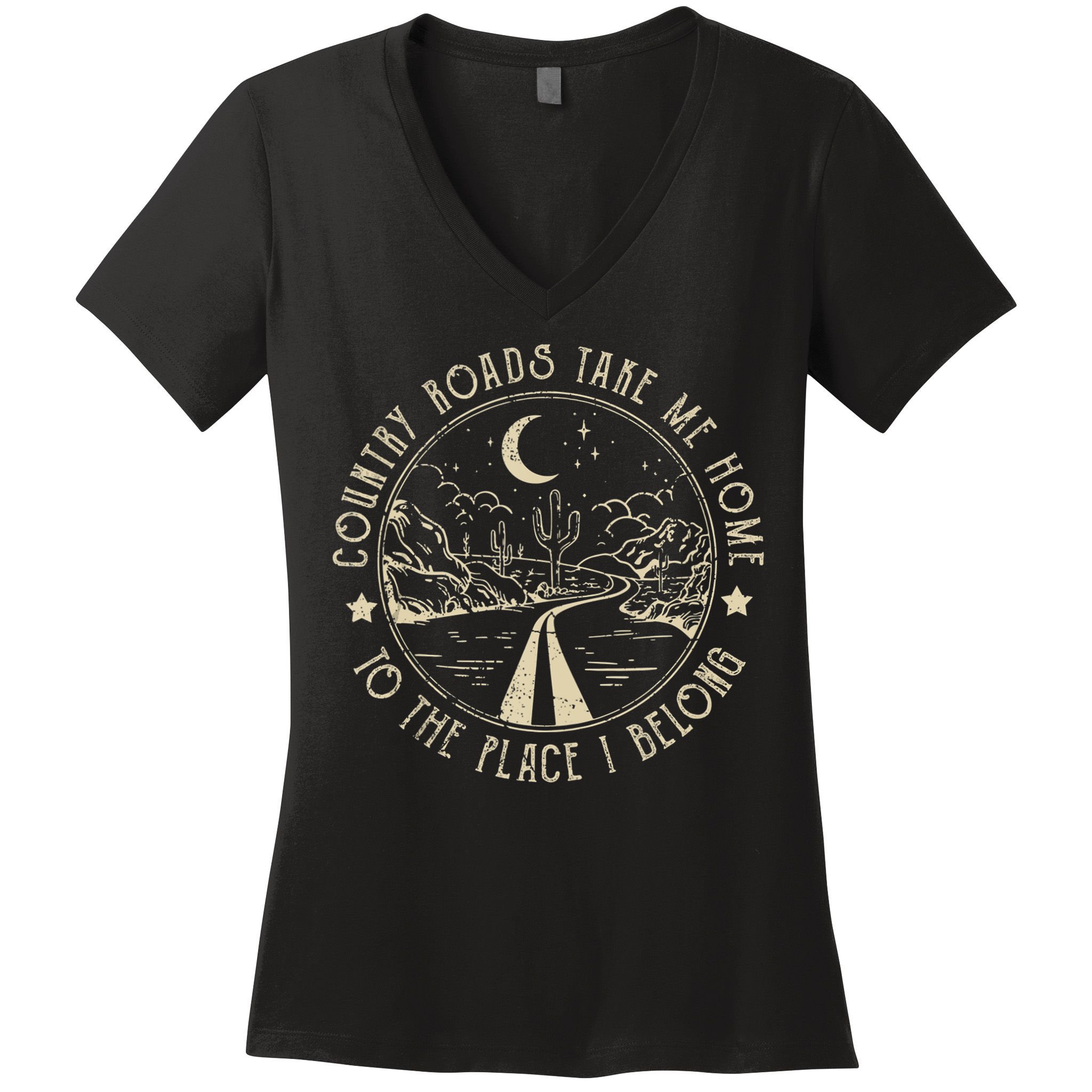 Country Roads Retro Design Take Me Home Quotes Outfits Music Women's V-Neck T-Shirt