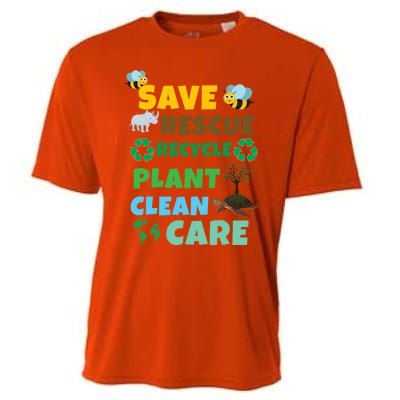 Care Rescue Recycle Plant Clean Save Planet Hour Day Earth Gift Cooling Performance Crew T-Shirt