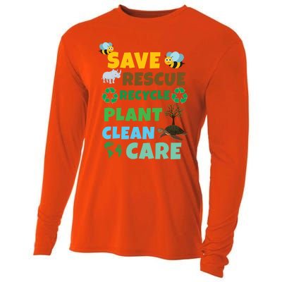 Care Rescue Recycle Plant Clean Save Planet Hour Day Earth Gift Cooling Performance Long Sleeve Crew