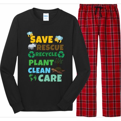 Care Rescue Recycle Plant Clean Save Planet Hour Day Earth Gift Long Sleeve Pajama Set