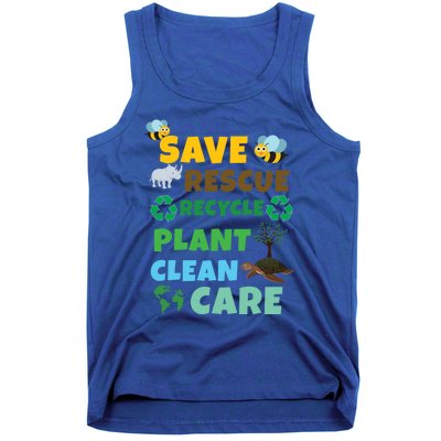 Care Rescue Recycle Plant Clean Save Planet Hour Day Earth Gift Tank Top