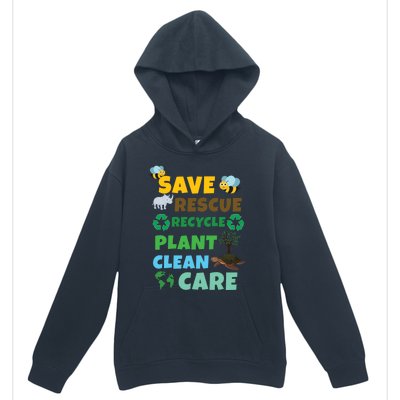 Care Rescue Recycle Plant Clean Save Planet Hour Day Earth Gift Urban Pullover Hoodie