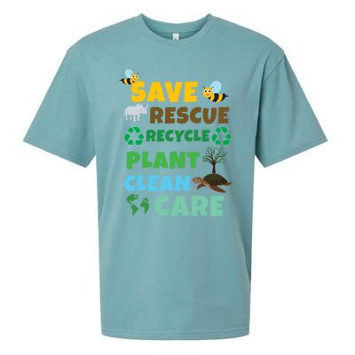 Care Rescue Recycle Plant Clean Save Planet Hour Day Earth Gift Sueded Cloud Jersey T-Shirt