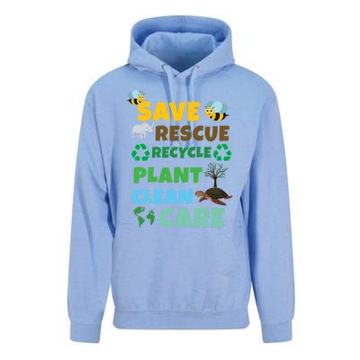 Care Rescue Recycle Plant Clean Save Planet Hour Day Earth Gift Unisex Surf Hoodie