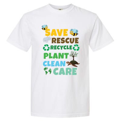 Care Rescue Recycle Plant Clean Save Planet Hour Day Earth Gift Garment-Dyed Heavyweight T-Shirt