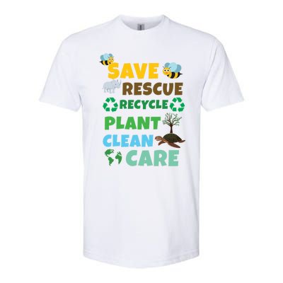 Care Rescue Recycle Plant Clean Save Planet Hour Day Earth Gift Softstyle CVC T-Shirt