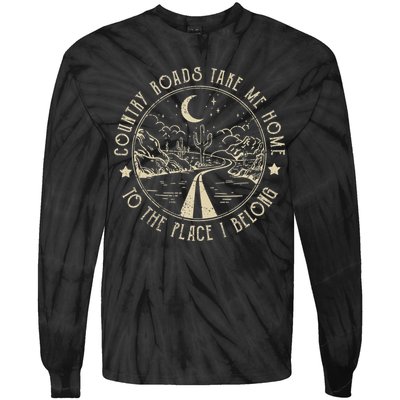 Country Roads Retro Design Take Me Home Quotes Outfits Music Tie-Dye Long Sleeve Shirt