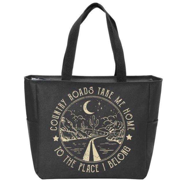 Country Roads Retro Design Take Me Home Quotes Outfits Music Zip Tote Bag