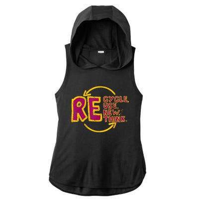 Cool Recycle Reuse Renew Rethink Earth Day 2024 Ladies PosiCharge Tri-Blend Wicking Draft Hoodie Tank