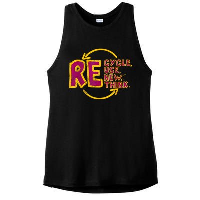 Cool Recycle Reuse Renew Rethink Earth Day 2024 Ladies PosiCharge Tri-Blend Wicking Tank