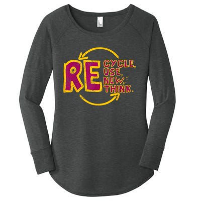 Cool Recycle Reuse Renew Rethink Earth Day 2024 Women's Perfect Tri Tunic Long Sleeve Shirt