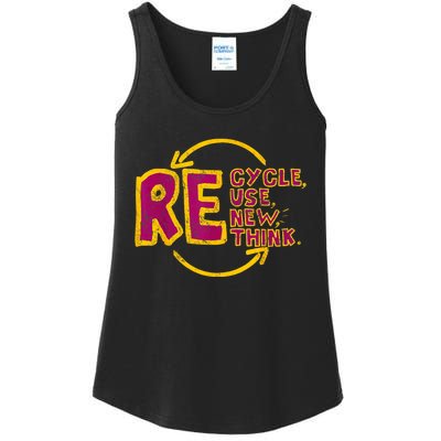 Cool Recycle Reuse Renew Rethink Earth Day 2024 Ladies Essential Tank