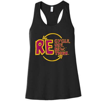 Cool Recycle Reuse Renew Rethink Earth Day 2024 Women's Racerback Tank