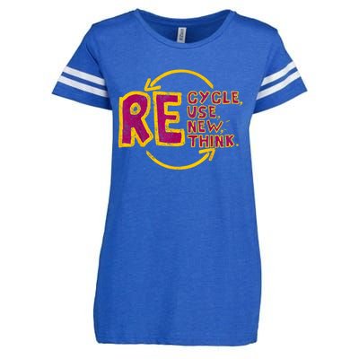 Cool Recycle Reuse Renew Rethink Earth Day 2024 Enza Ladies Jersey Football T-Shirt