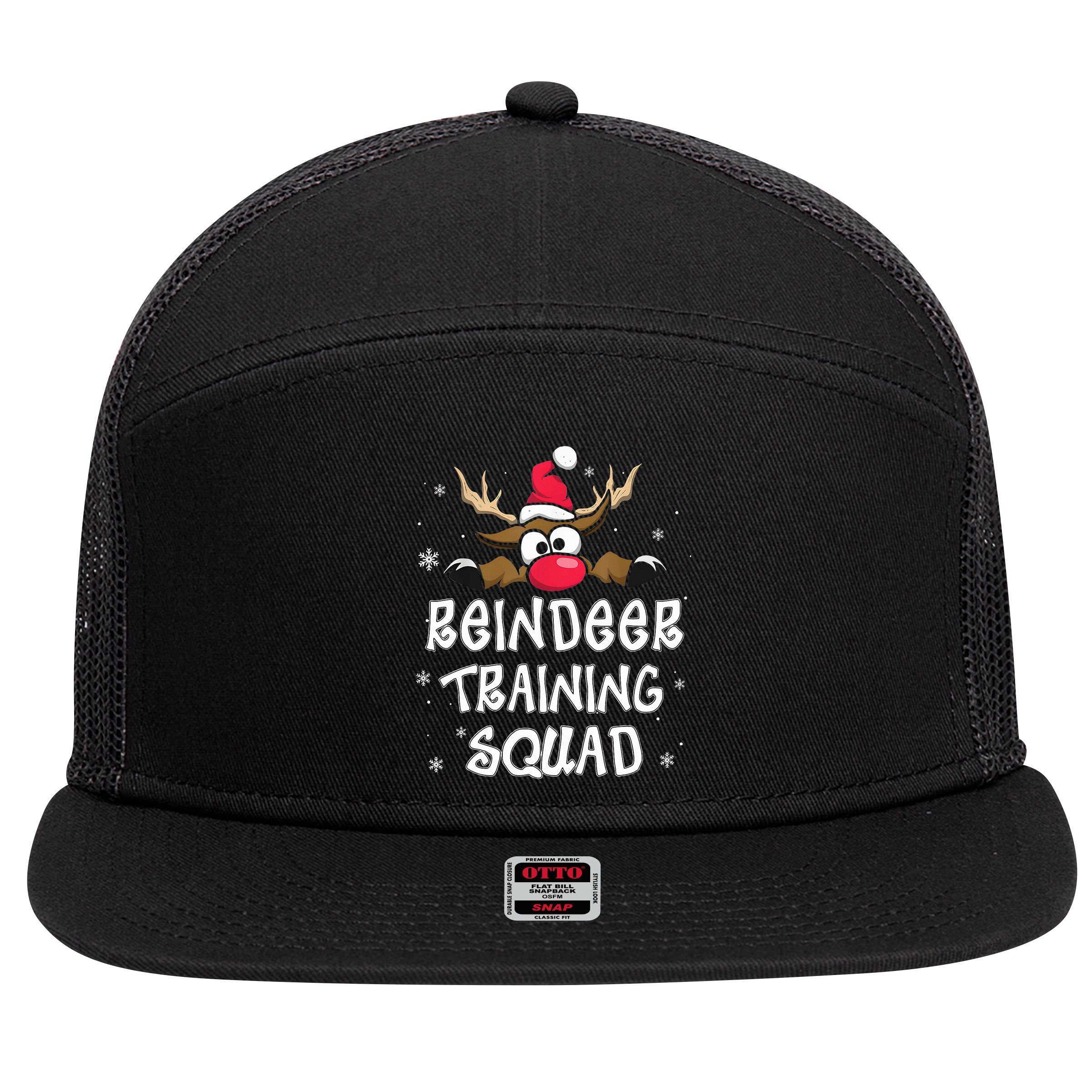 Christmas Running Reindeer Training Squad Team Gifts  7 Panel Mesh Trucker Snapback Hat