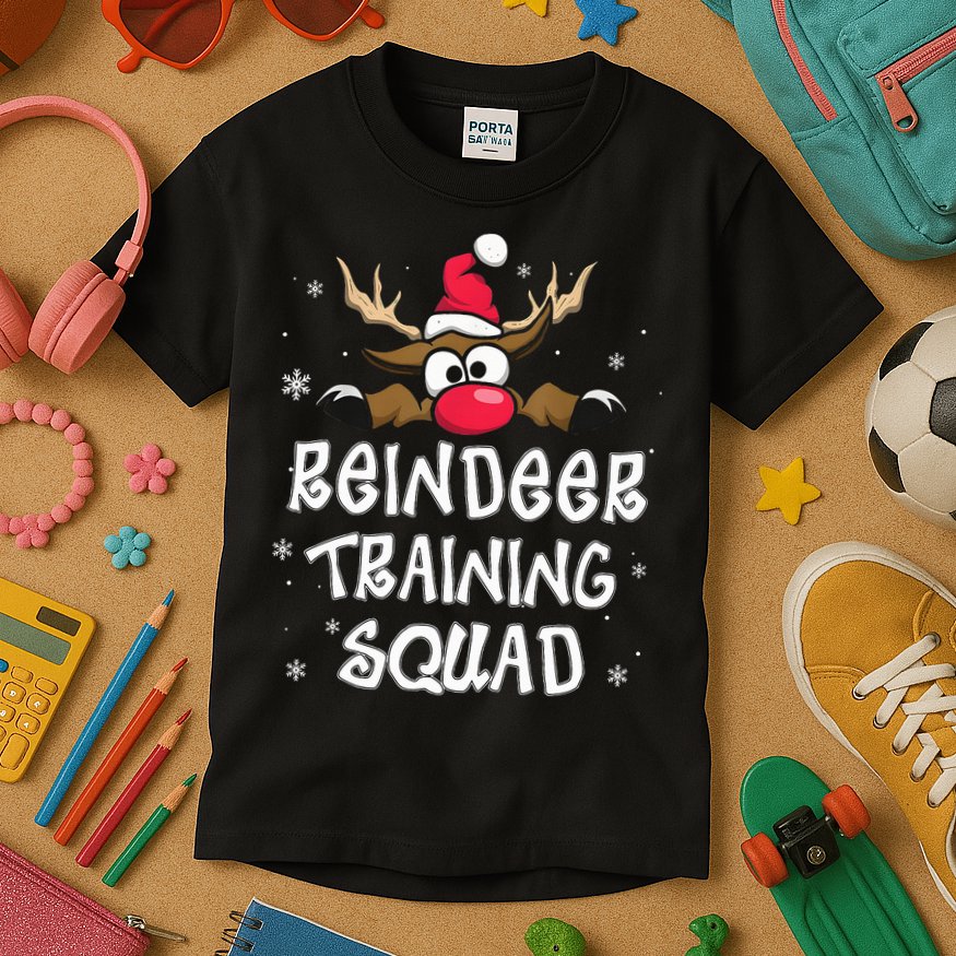 Christmas Running Reindeer Training Squad Team Gifts  Kids T-Shirt