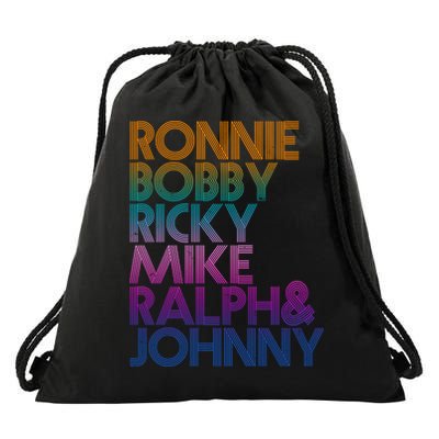 Cool Retro Ronnie Bobby Ricky Mike Ralph And Johnny Drawstring Bag