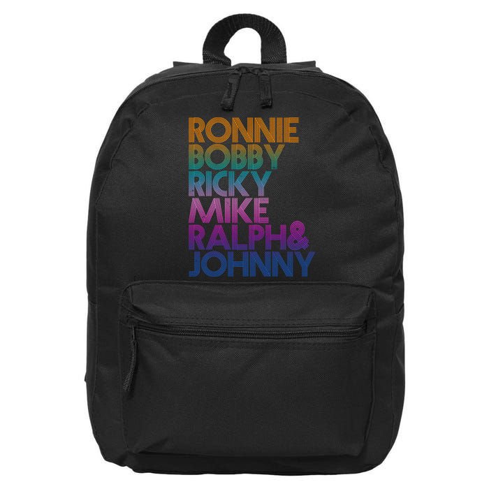 Cool Retro Ronnie Bobby Ricky Mike Ralph And Johnny 16 in Basic Backpack
