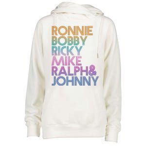 Cool Retro Ronnie Bobby Ricky Mike Ralph And Johnny Womens Funnel Neck Pullover Hood