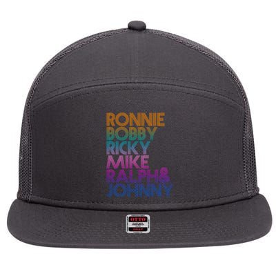 Cool Retro Ronnie Bobby Ricky Mike Ralph And Johnny 7 Panel Mesh Trucker Snapback Hat