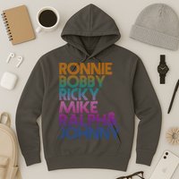 Cool Retro Ronnie Bobby Ricky Mike Ralph And Johnny Hoodie