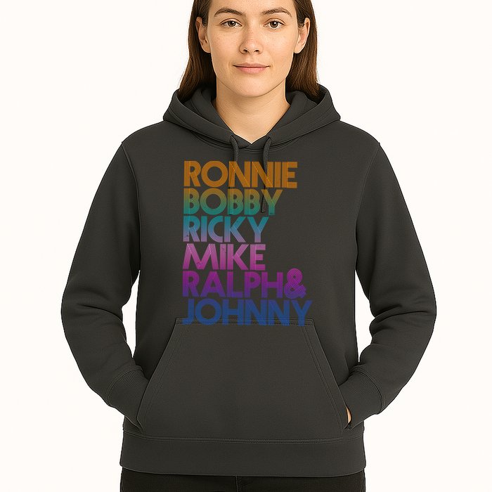 Cool Retro Ronnie Bobby Ricky Mike Ralph And Johnny Hoodie