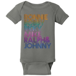 Cool Retro Ronnie Bobby Ricky Mike Ralph And Johnny Baby Bodysuit