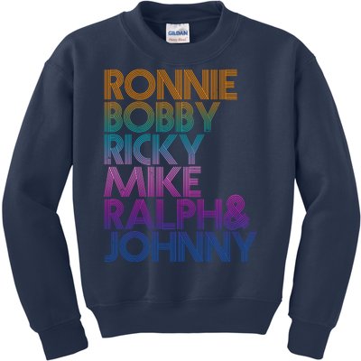 Cool Retro Ronnie Bobby Ricky Mike Ralph And Johnny Kids Sweatshirt