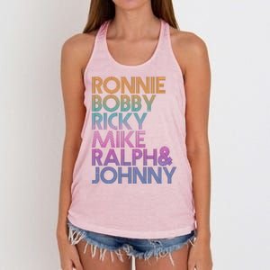 Cool Retro Ronnie Bobby Ricky Mike Ralph And Johnny Women's Knotted Racerback Tank