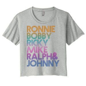 Cool Retro Ronnie Bobby Ricky Mike Ralph And Johnny Women's Crop Top Tee