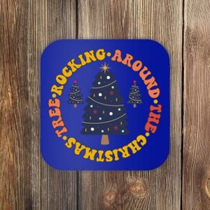 Cute Retro Rockin Around The Christmas Tree Gift Coaster