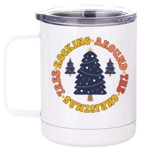 Cute Retro Rockin Around The Christmas Tree Gift 12 oz Stainless Steel Tumbler Cup