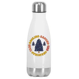 Cute Retro Rockin Around The Christmas Tree Gift Stainless Steel Insulated Water Bottle