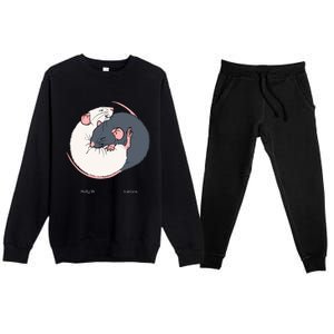 Cuddling Rats Russian Blue And White Premium Crewneck Sweatsuit Set