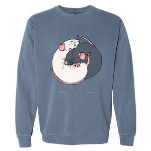 Cuddling Rats Russian Blue And White Garment-Dyed Sweatshirt