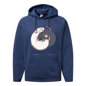 Cuddling Rats Russian Blue And White Performance Fleece Hoodie