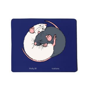 Cuddling Rats Russian Blue And White Mousepad