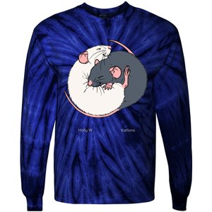 Cuddling Rats Russian Blue And White Tie-Dye Long Sleeve Shirt