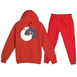 Cuddling Rats Russian Blue And White Premium Hooded Sweatsuit Set