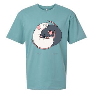 Cuddling Rats Russian Blue And White Sueded Cloud Jersey T-Shirt