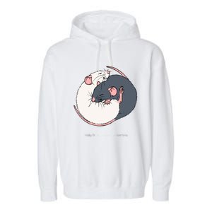 Cuddling Rats Russian Blue And White Garment-Dyed Fleece Hoodie