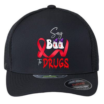 Cute Red Ribbon Week Say BOO To Drugs Halloween Flexfit Unipanel Trucker Cap