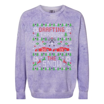 Car Racing Race Fan Funny Ugly Christmas Sweater Party Gift Colorblast Crewneck Sweatshirt