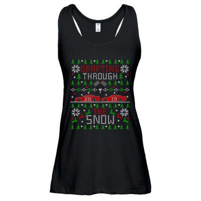 Car Racing Race Fan Funny Ugly Christmas Sweater Party Gift Ladies Essential Flowy Tank